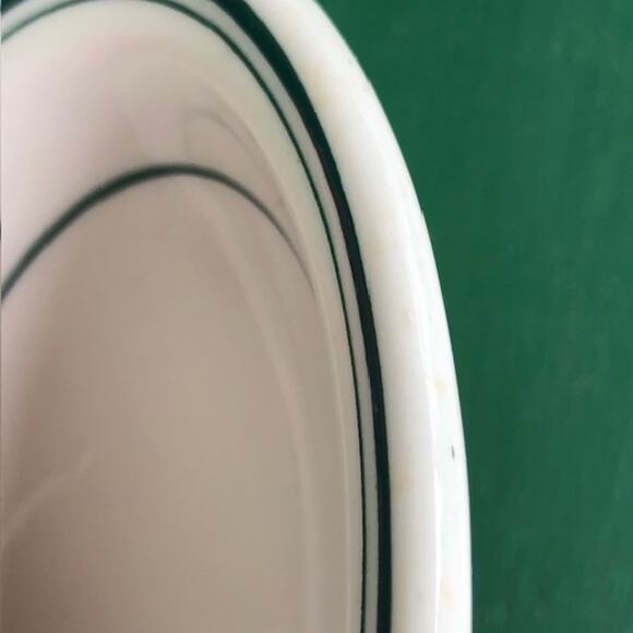 Vintage Walker China White & Green Stripe Diner Ware Ironstone Oval Soap Dish - Picture 6 of 7
